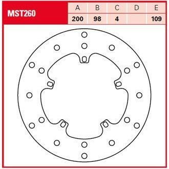 ΔΙΣΚΟΠΛΑΚΑ MST260 PIAGGIO X9 ΟΠΙΣΘ 200-98 5ΤΡ TRW LUCAS