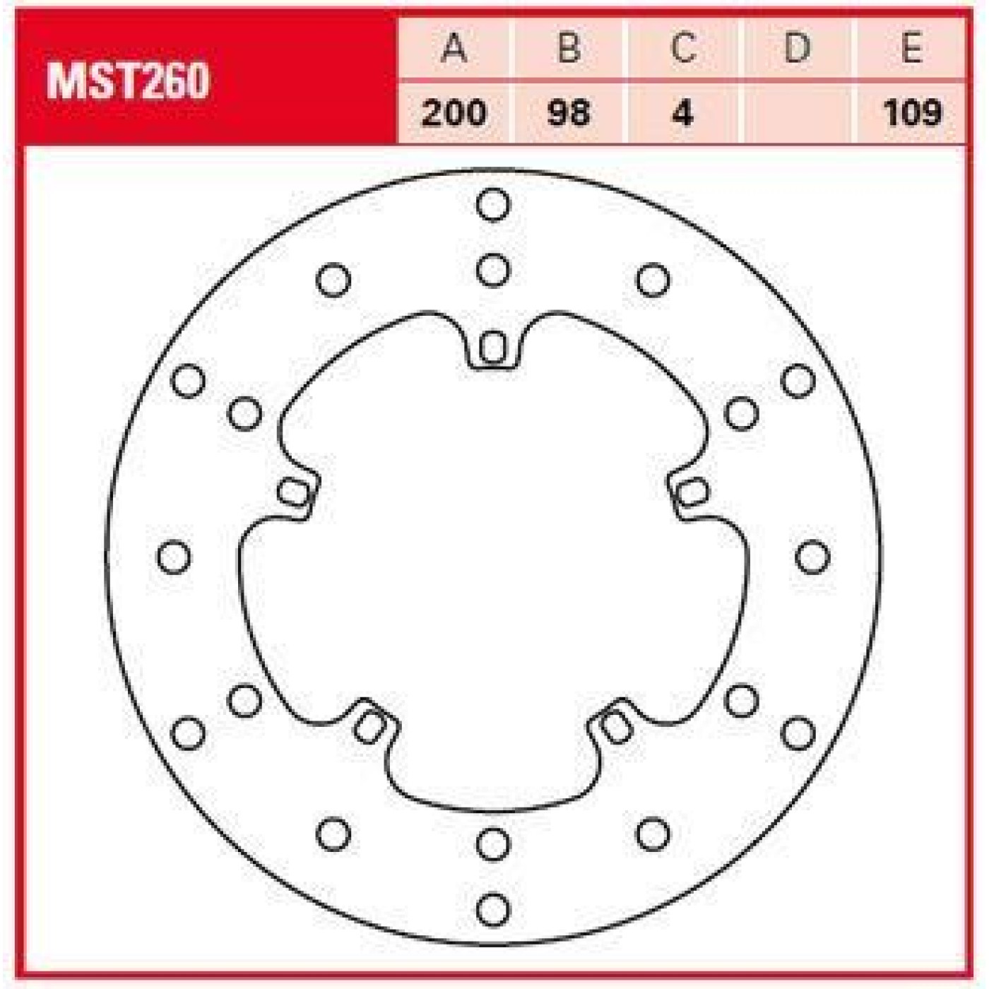 ΔΙΣΚΟΠΛΑΚΑ MST260 PIAGGIO X9 ΟΠΙΣΘ 200-98 5ΤΡ TRW LUCAS