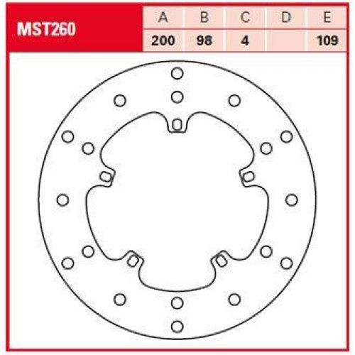 ΔΙΣΚΟΠΛΑΚΑ MST260 PIAGGIO X9 ΟΠΙΣΘ 200-98 5ΤΡ TRW LUCAS