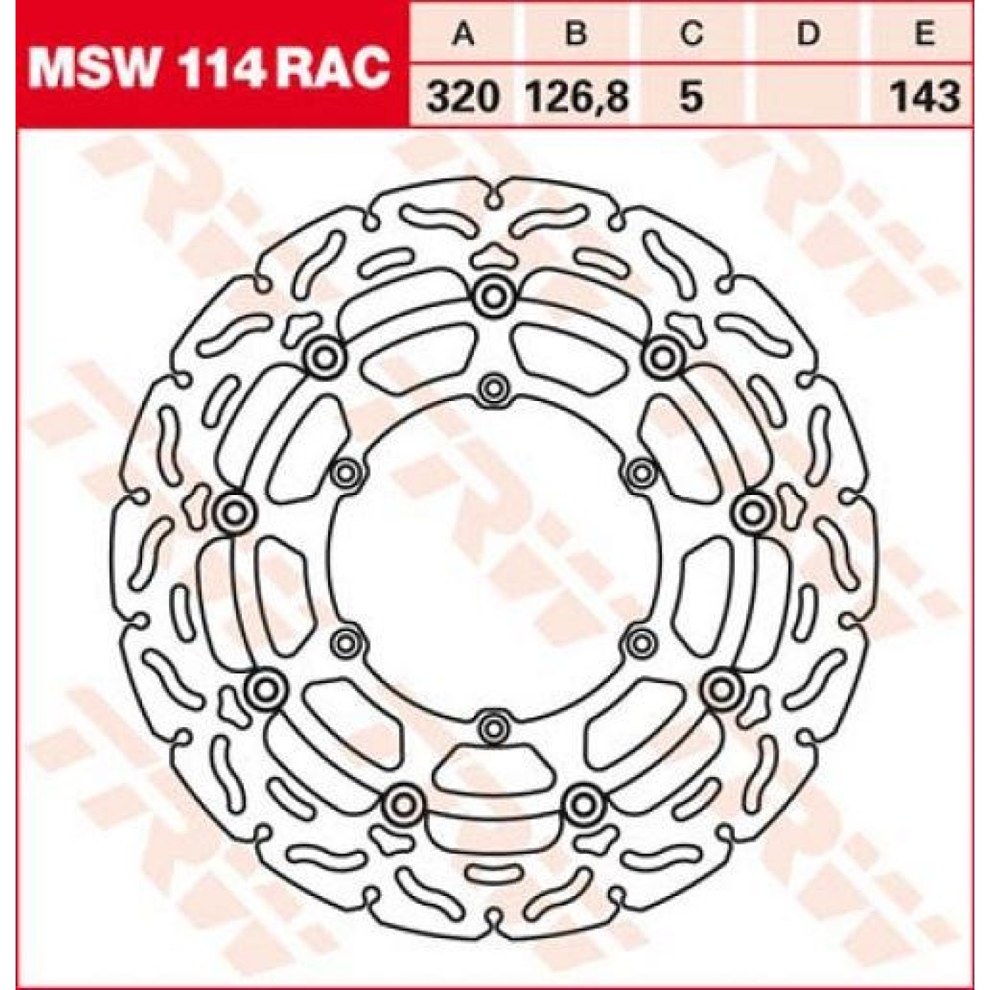 ΔΙΣΚΟΠΛΑΚΑ MSW114RAC ΜΑΡΓ KTM ΕΜΠ 320-126.8 6ΤΡ TRW LUCAS
