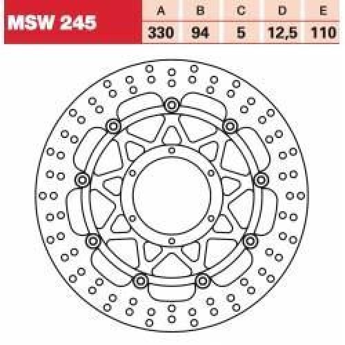 ΔΙΣΚΟΠΛΑΚΑ MSW245 CBR900 954 03 ΕΜΠ 330-94 6ΤΡ TRW LUCAS