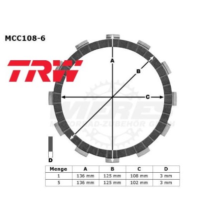 ΔΙΣΚΟΙ ΑΜΠΡΑΓ MCC108-6 MTX200 XL350 ΣΕΤ TRW LUCAS