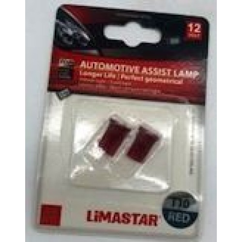 ΛΑΜΠΑ LED T10 W2,1x9,5d ΚΟΚΚΙΝΗ ΣΕΤ LIMASTAR