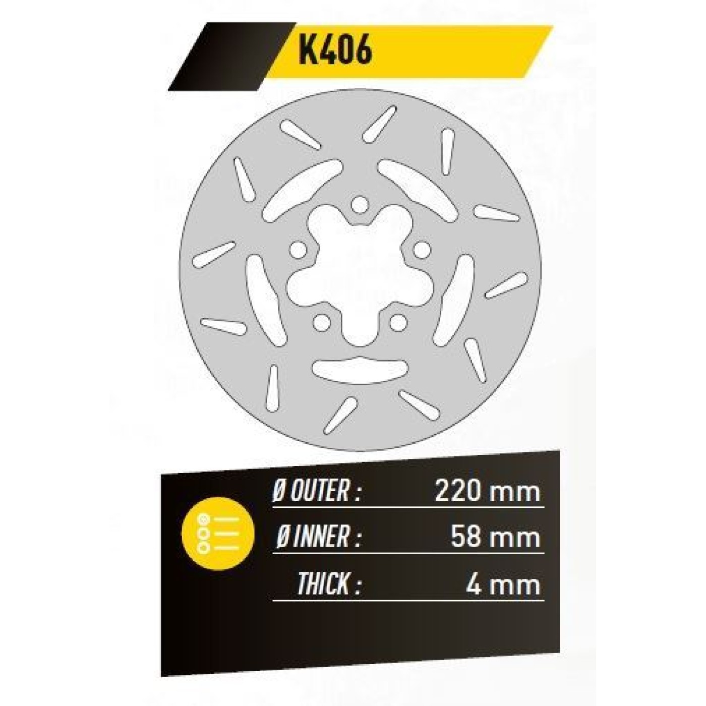 ΔΙΣΚΟΠΛΑΚΑ FE.K406 DINK125 GRAND250 DOWN 300 ΕΜΠ. 220-58 4 5Τ FE