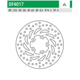 ΔΙΣΚΟΠΛΑΚΑ DF4017A SCARABEO150 200 SPORTCITY125 200 ΕΜΠ ΟΠΙΣΘ 220-80-60 5ΤΡ NEWFREN