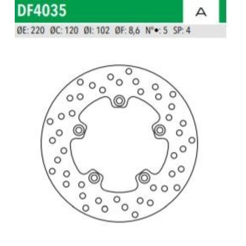 ΔΙΣΚΟΠΛΑΚΑ DF4035A SCARABEO 125 200 250 ΟΠΙΣΘ 220-120-102 5ΤΡ NEWFREN