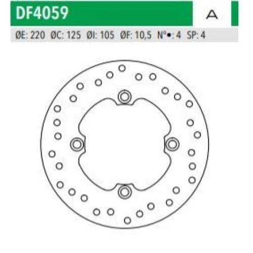 ΔΙΣΚΟΠΛΑΚΑ DF4059A SH125 150 DYLAN125 ΟΠΙΣΘ 220-125-105 4ΤΡ NEWFREN