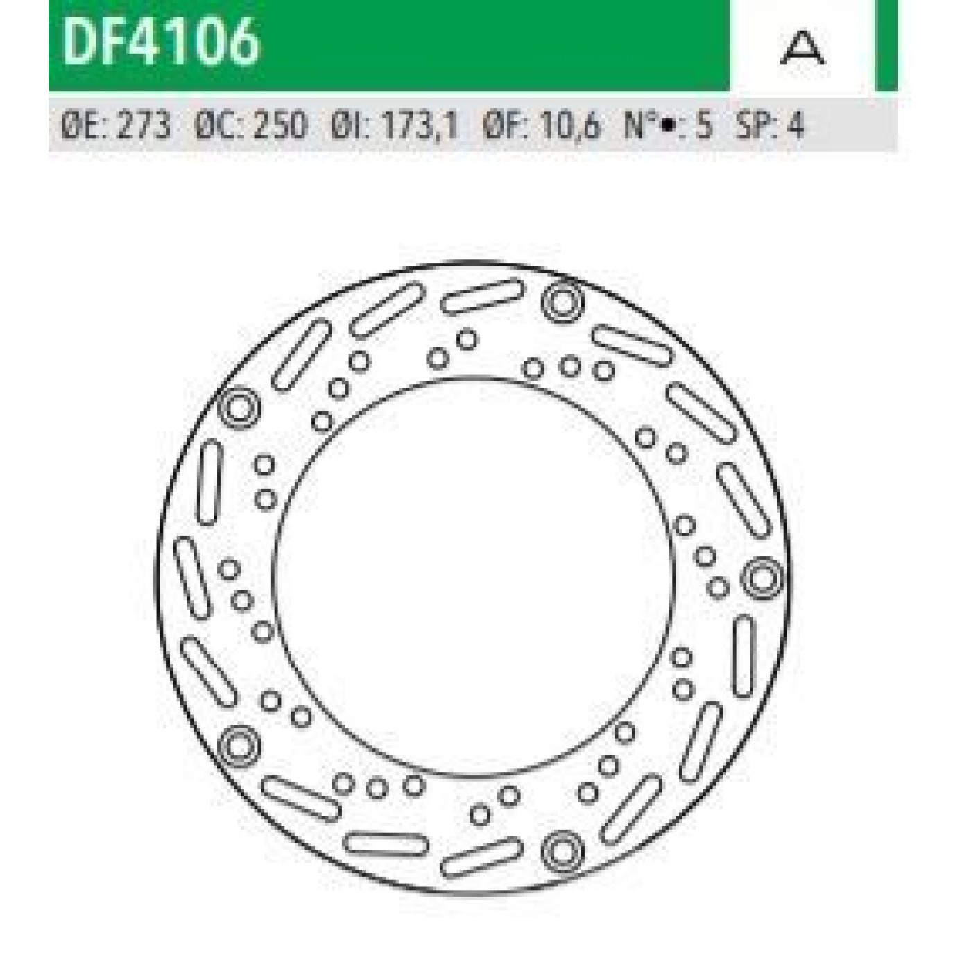 ΔΙΣΚΟΠΛΑΚΑ DF4106A VS125 150 JOYRIDE125 150 200 ΕΜΠ 273-250-173 5ΤΡ NEWFREN