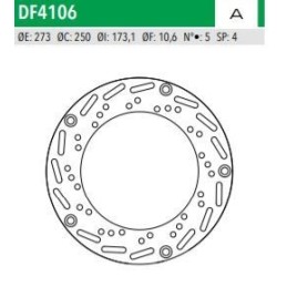 ΔΙΣΚΟΠΛΑΚΑ DF4106A VS125 150 JOYRIDE125 150 200 ΕΜΠ 273-250-173 5ΤΡ NEWFREN