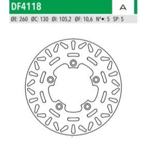 ΔΙΣΚΟΠΛΑΚΑ DF4118A XCITING250 300 500 ΕΜΠ 260-130-105 5ΤΡ NEWFREN
