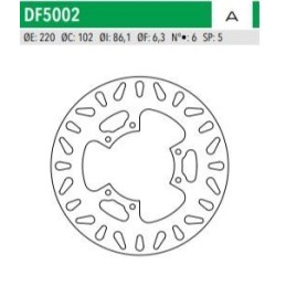 ΔΙΣΚΟΠΛΑΚΑ DF5002A XT600 ΟΠΙΣΘ 220-102-86 6ΤΡ NEWFREN