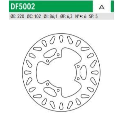 ΔΙΣΚΟΠΛΑΚΑ DF5002A XT600 ΟΠΙΣΘ 220-102-86 6ΤΡ NEWFREN