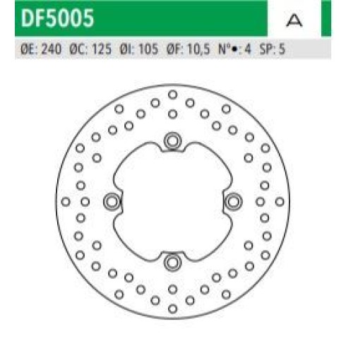 ΔΙΣΚΟΠΛΑΚΑ DF5005A SH125 150 ΕΜΠ ΟΠΙΣΘ ΧLV600 650 ΟΠΙΣΘ 240-125-105 4ΤΡ NEWFREN