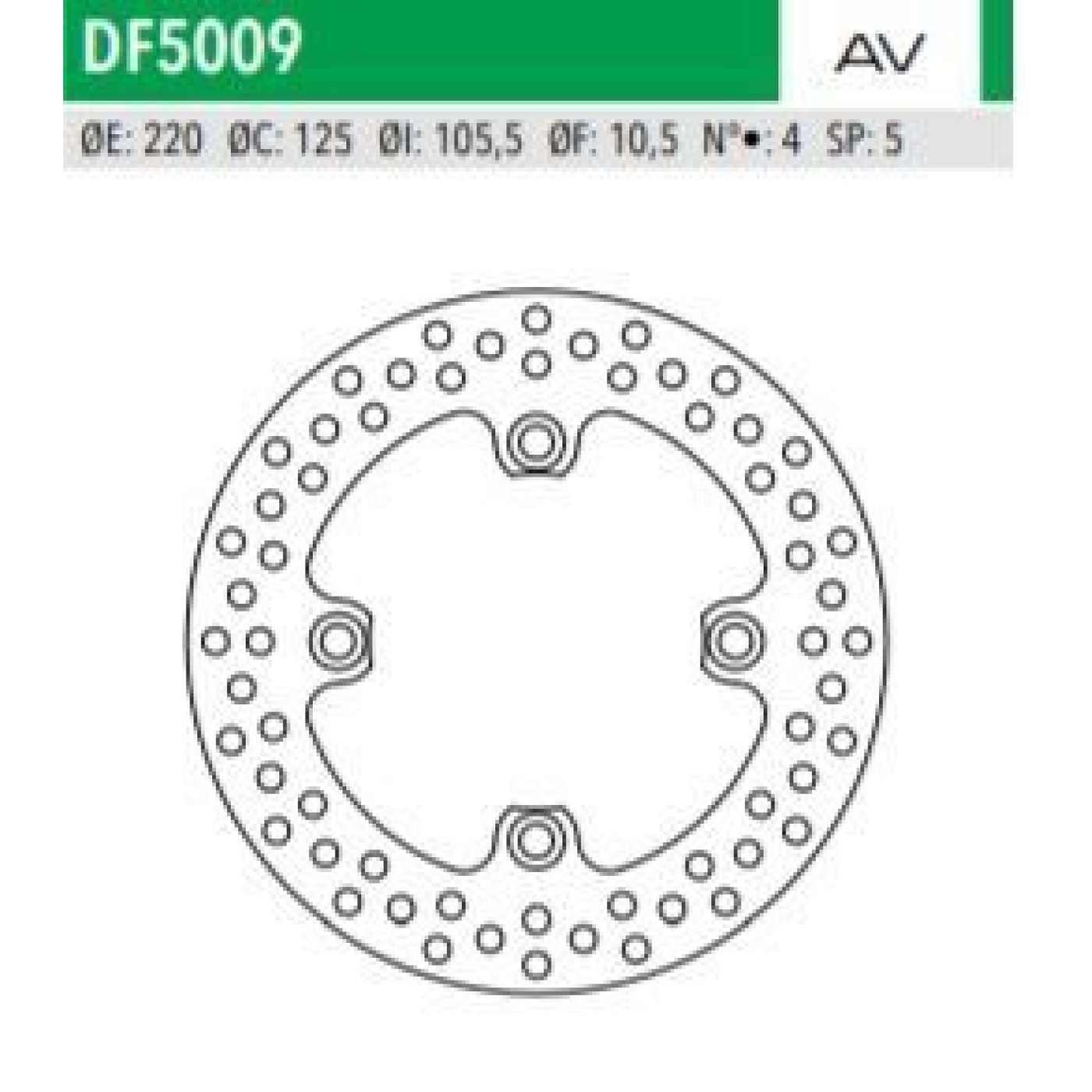ΔΙΣΚΟΠΛΑΚΑ DF5009AV DAYTONA650 675 STREET TRIPLE675 ΟΠΙΣΘ 220-125-105 4ΤΡ NEWFREN