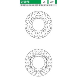 ΔΙΣΚΟΠΛΑΚΑ DF5078A XV125 250 VIRAGO XT600 TMAX500 ΕΜΠ ΟΠΙΣΘ 282-150-132 6ΤΡ NEWFREN