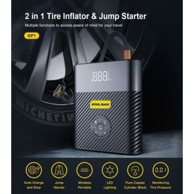 ΕΚΚΙΝΗΤΗΣ (STARTER) ΚΑΙ ΗΛ.ΤΡΟΜΠΑ (INFLATOR) ME ΦΑΚΟ ΚΑΙ Γ.ΦΟΡΤΙΣΤΗ STEELMATE