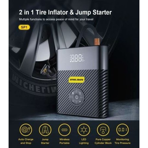 ΕΚΚΙΝΗΤΗΣ (STARTER) ΚΑΙ ΗΛ.ΤΡΟΜΠΑ (INFLATOR) ME ΦΑΚΟ ΚΑΙ Γ.ΦΟΡΤΙΣΤΗ STEELMATE
