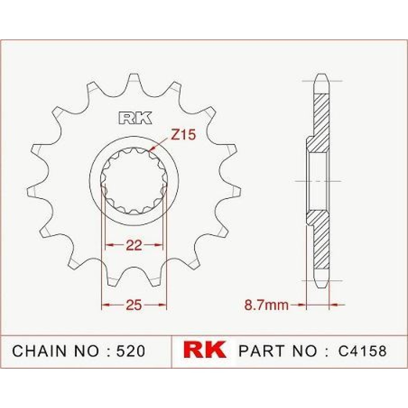 ΓΡΑΝΑΖΙ ΕΜΠΡ C4158 15Δ 1901 KTM EXC250/400/450/520 RK