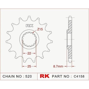 ΓΡΑΝΑΖΙ ΕΜΠΡ C4158 15Δ 1901 KTM EXC250/400/450/520 RK