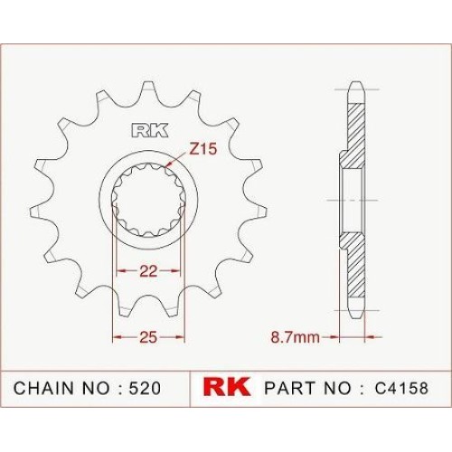 ΓΡΑΝΑΖΙ ΕΜΠΡ C4158 15Δ 1901 KTM EXC250/400/450/520 RK