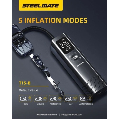 ΤΡΟΜΠΑ ΗΛΕΚΤΡΙΚΗ ΜΙΝΙ (TIRE INFLATOR) ME ΦΑΚΟ STEELMATE