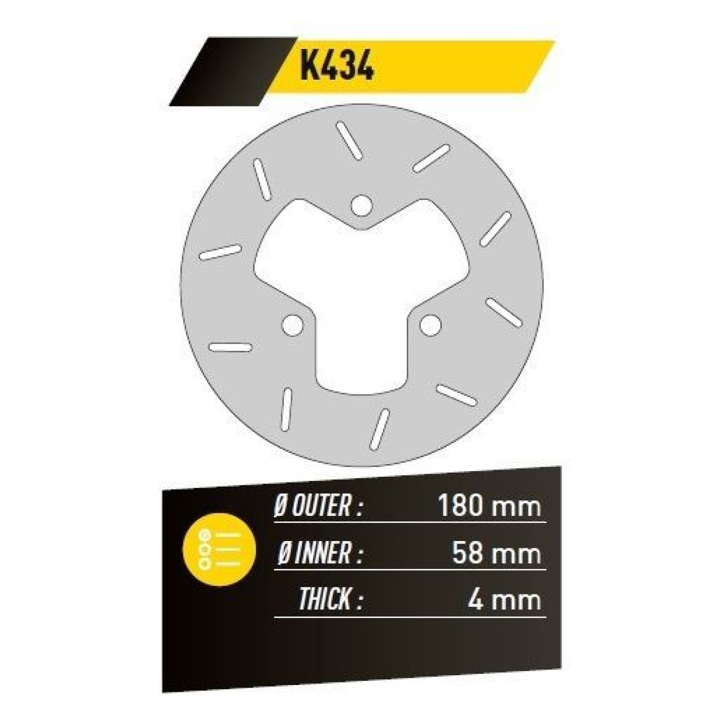 ΔΙΣΚΟΠΛΑΚΑ FE.K434 AGILITY 50-125 MXU 300 ΕΜΠ. 180-58 4 3Τ FE