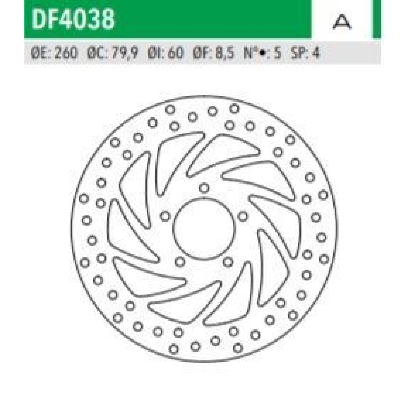 ΔΙΣΚΟΠΛΑΚΑ DF4038A SCARABEO 125 200 300 SPORTCITY125 200 ΕΜΠ 260-79.9-60 5ΤΡ NEWFREN