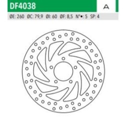 ΔΙΣΚΟΠΛΑΚΑ DF4038A SCARABEO 125 200 300 SPORTCITY125 200 ΕΜΠ 260-79.9-60 5ΤΡ NEWFREN