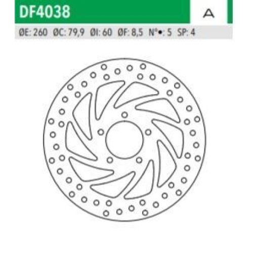 ΔΙΣΚΟΠΛΑΚΑ DF4038A SCARABEO 125 200 300 SPORTCITY125 200 ΕΜΠ 260-79.9-60 5ΤΡ NEWFREN