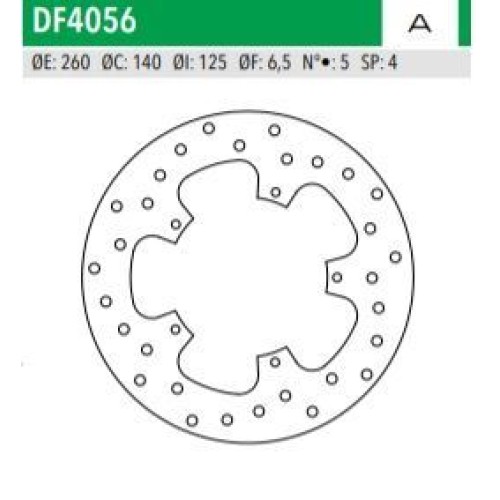 ΔΙΣΚΟΠΛΑΚΑ DF4056A BEVERLY125 200 250 300 NEXUS125 250 500 ΕΜΠ ΟΠΙΣΘ 260-140-125 5ΤΡ NEWFREN