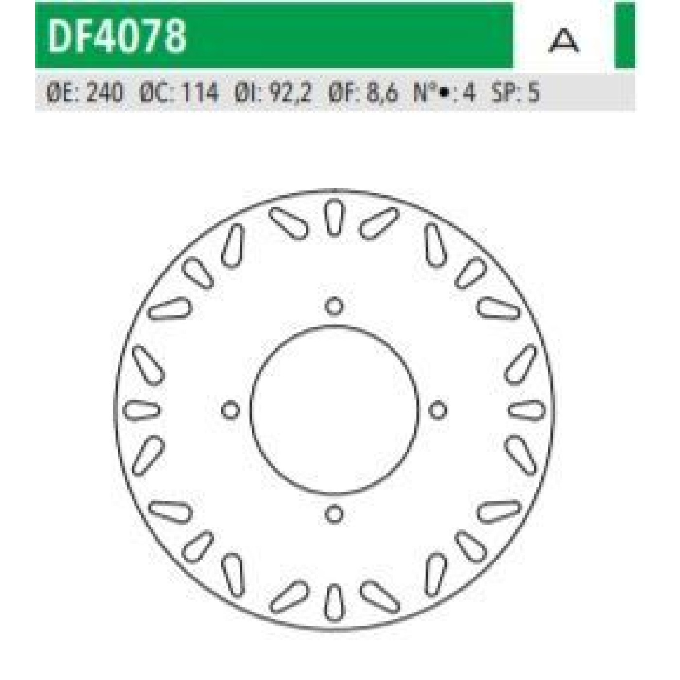 ΔΙΣΚΟΠΛΑΚΑ DF4078A ΧΜΑΧ125 250 XCITY125 ΟΠΙΣΘ 240-114-92 4ΤΡ NEWFREN