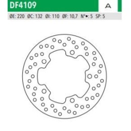 ΔΙΣΚΟΠΛΑΚΑ DF4109A HD125 200 GTS250 JOYMAX300 ΟΠΙΣΘ 220-132-110 5ΤΡ NEWFREN