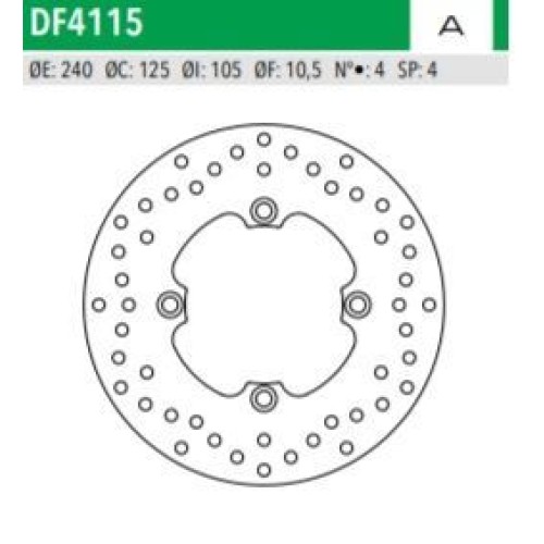ΔΙΣΚΟΠΛΑΚΑ DF4115A SH125 150 FORZA250 ΕΜΠ 240-125-105 4ΤΡ NEWFREN