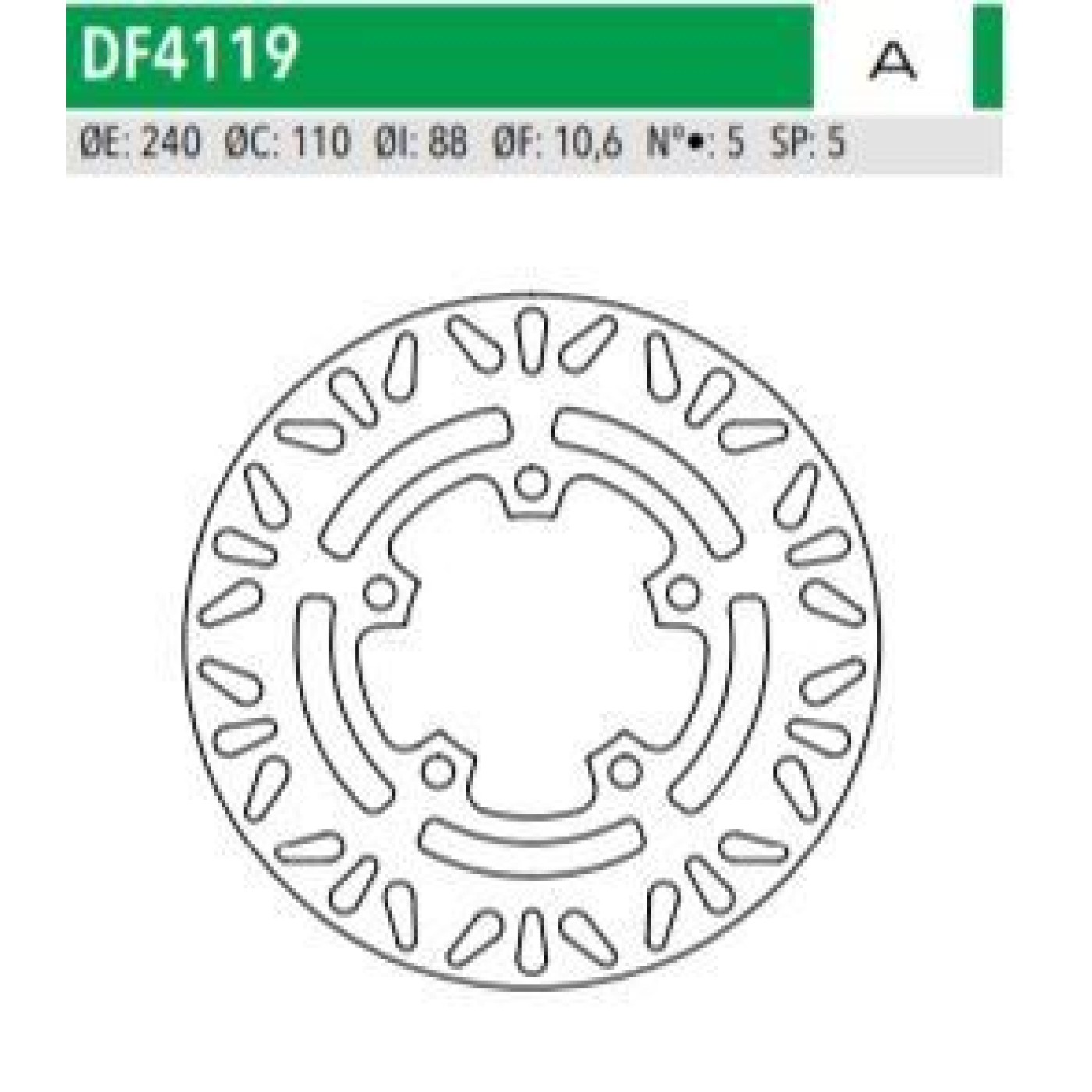 ΔΙΣΚΟΠΛΑΚΑ DF4119A DOWNTOWN125 200 300 ΟΠΙΣΘ 240-110-88 5ΤΡ NEWFREN