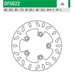 ΔΙΣΚΟΠΛΑΚΑ DF5022A GSXR600 750 1000 ΟΠΙΣΘ MXU 250 ΟΠ 08- 220-110-89 5ΤΡ NEWFREN