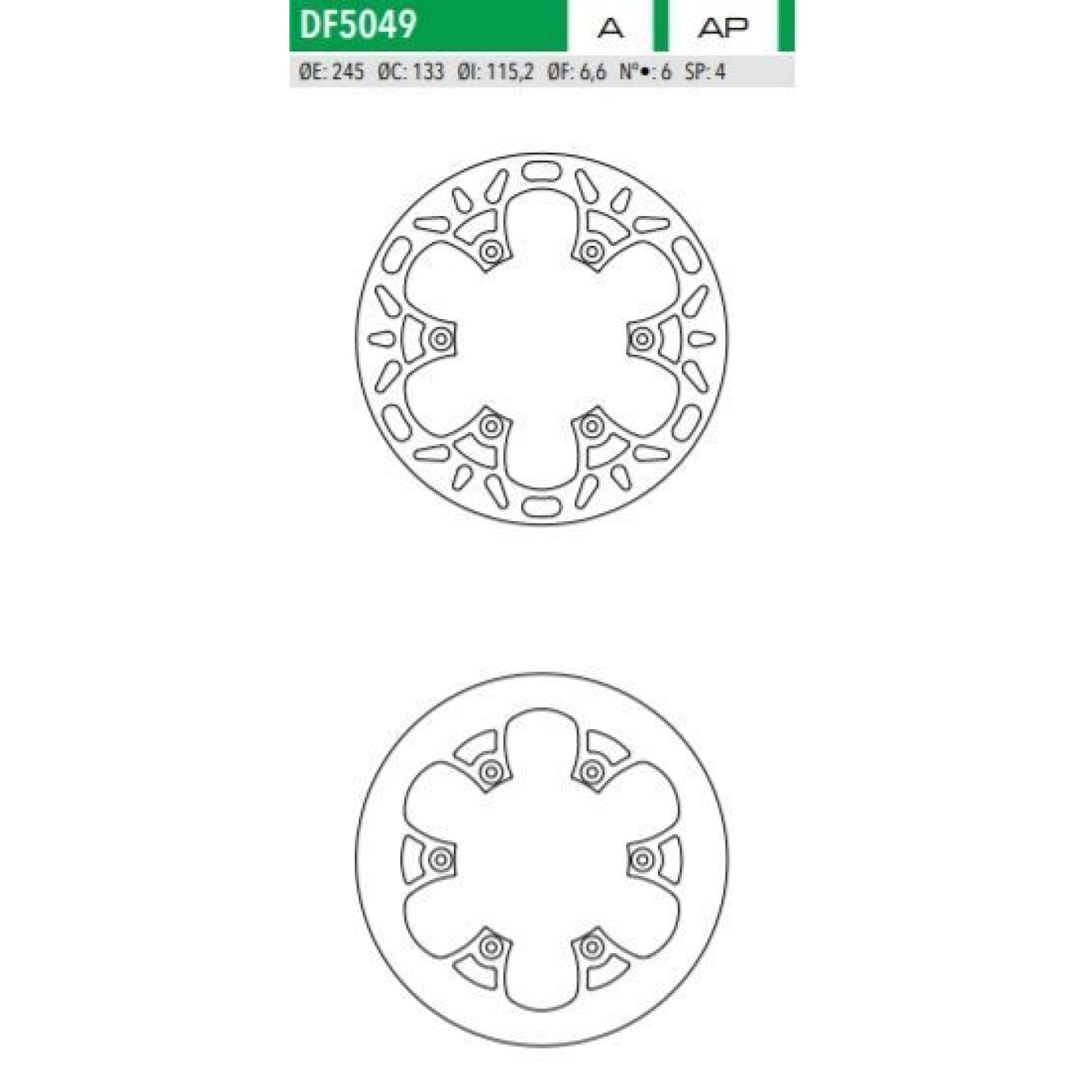 ΔΙΣΚΟΠΛΑΚΑ DF5049A YZ125 250 YZF250 450 WRF400 450 ΟΠΙΣΘ 245-133-115 6ΤΡ NEWFREN
