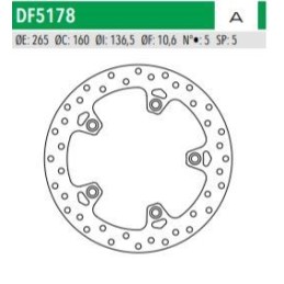 ΔΙΣΚΟΠΛΑΚΑ DF5178A F650 700 800 GS ΟΠΙΣΘ 265-160-136 5ΤΡ NEWFREN