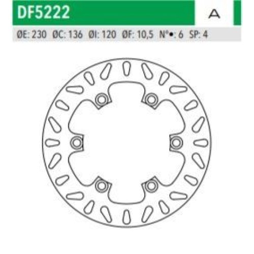 ΔΙΣΚΟΠΛΑΚΑ DF5222A KLE500 KLR650 ΟΠΙΣΘ 230-136-120 6ΤΡ NEWFREN
