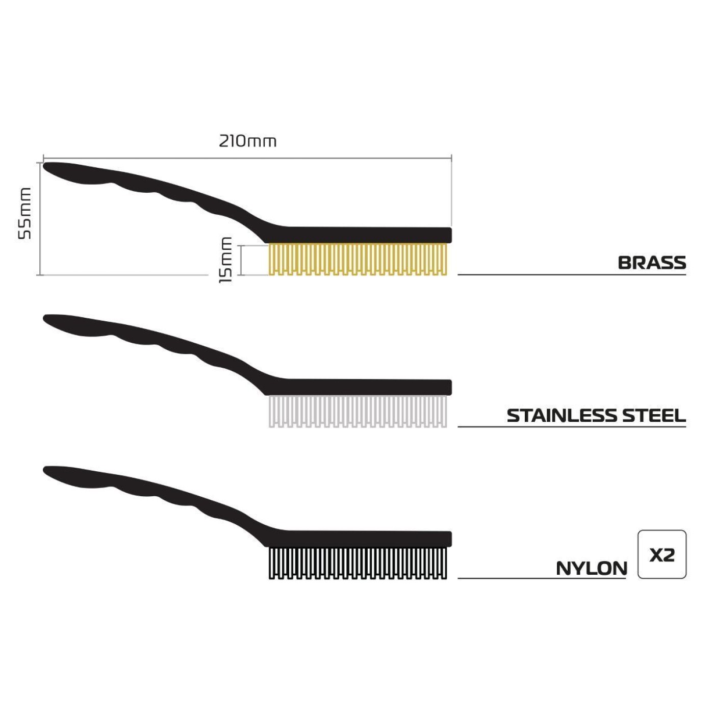 ΒΟΥΡΤΣΕΣ ΣΕΤ ΣΥΡΜΑΤΙΝΕΣ 4τμχ Wire Brush Set OX340 OXFORD