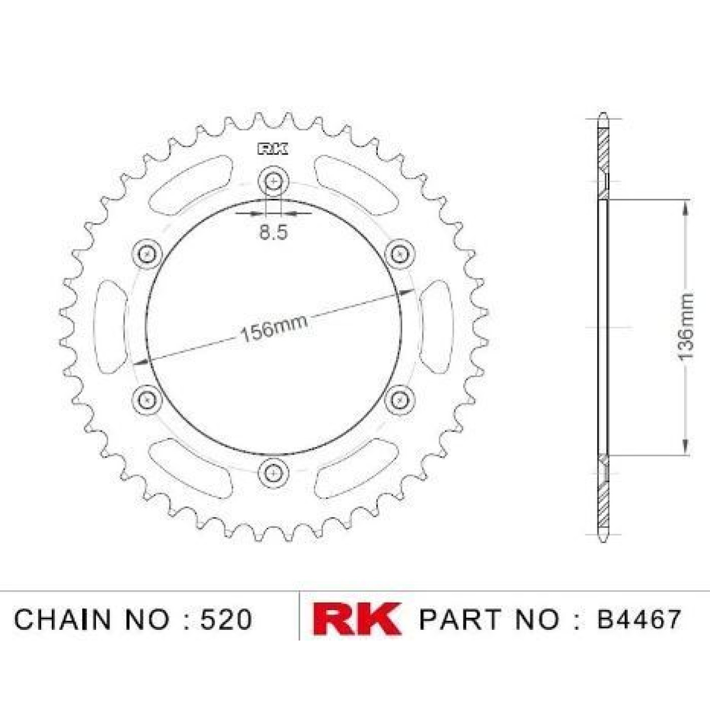 ΓΡΑΝΑΖΙ ΟΠΙΣΘ B4467 50Δ 822 HUSQVARNA 250TE 310TE 410TE 510TE 05-12 RK