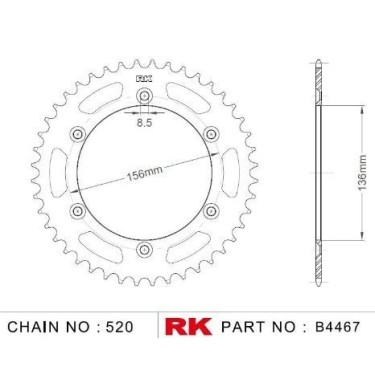 ΓΡΑΝΑΖΙ ΟΠΙΣΘ B4467 50Δ 822 HUSQVARNA 250TE 310TE 410TE 510TE 05-12 RK
