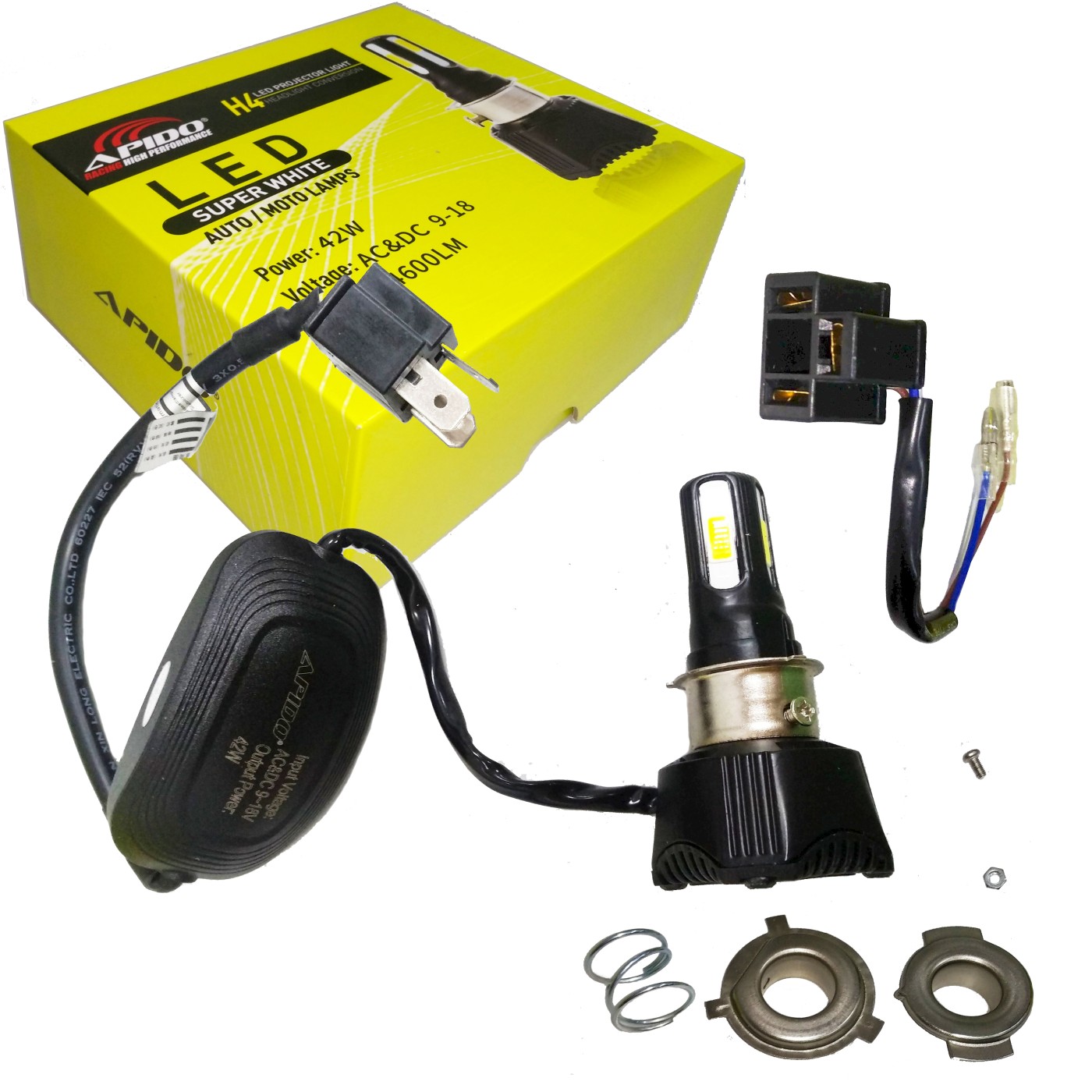 ΛΑΜΠΕΣ LED ΠΟΡΕΙΑΣ H4/HS1/X.N/1 ΑΚΙΔΑ, APIDO 42W AC&DC 9-18, 4600LM - (ΤΑΙ)