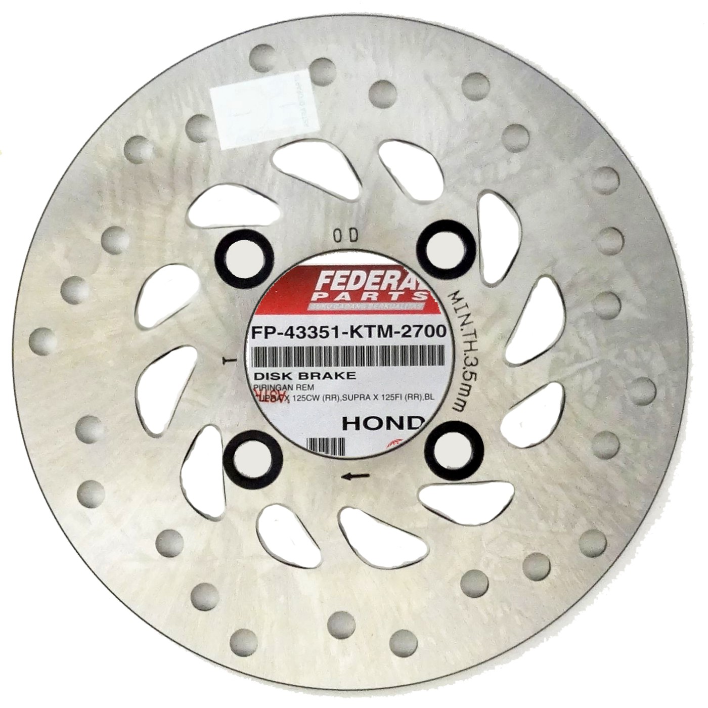 ΔΙΣΚΟΠΛΑΚΕΣ HND SUPRAX125/LIFAN ΠΙΣΩ FEDERAL (KTM) - (ΙΝΔ)
